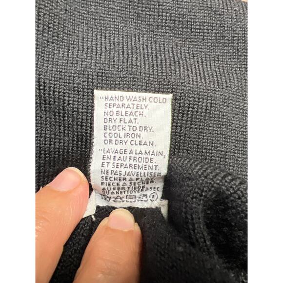 Linea Uomo Mens Black 100% Merino Wool V-Neck Light Sweater Size US Large EU 52 - Picture 5 of 8